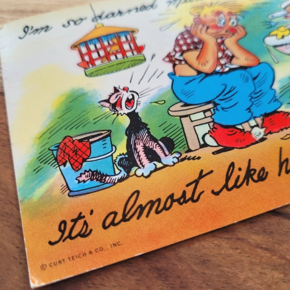 Vintage missing you postcard